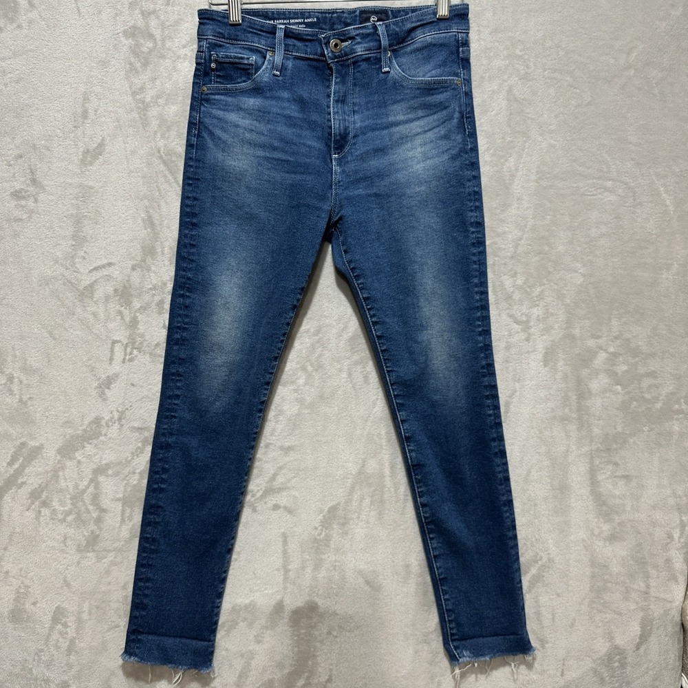 AG Adriano Goldschmied Jeans Size 27 Farrah Skinny High Rise Ankle Raw Hem Denim